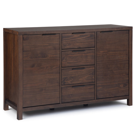 Dark Brown Wood Sideboard Buffet - 54" Wide