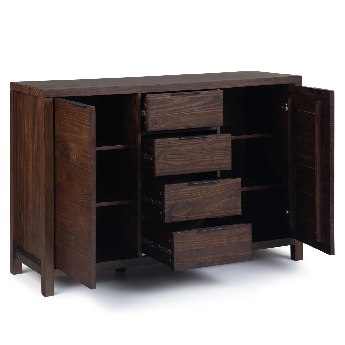 Dark Brown Wood Sideboard Buffet - 54" Wide