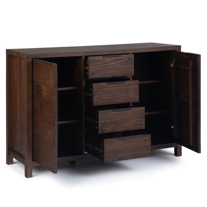 Dark Brown Wood Sideboard Buffet - 54" Wide