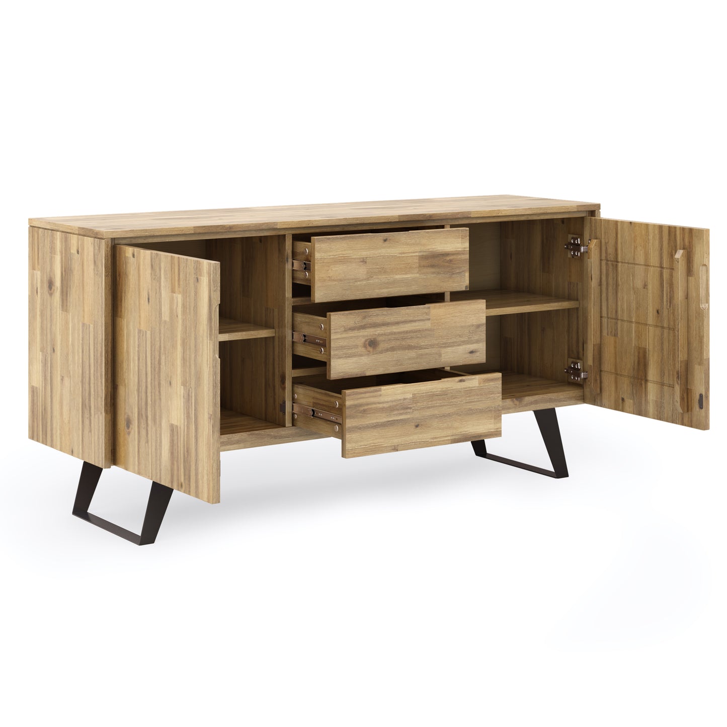 Light Brown Acacia Wood Sideboard Buffet - 60" Wide for Dining Room