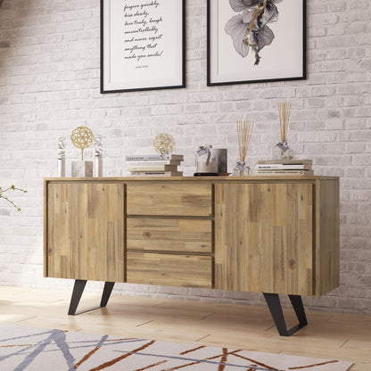 Light Brown Acacia Wood Sideboard Buffet - 60" Wide for Dining Room