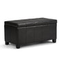 Dover 36 inch Wide Storage Ottoman Bench in Midnight Black Vegan Leather