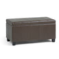 Dover 36 inch Wide Storage Ottoman Bench in Chocolate Brown Vegan Leather