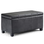 Dover 36 inch Wide Storage Ottoman Bench in Distressed Black Vegan Leather