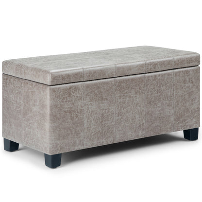 Dover 36 inch Wide Storage Ottoman Bench in Distressed Grey Taupe Vegan Leather