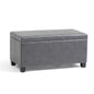 Dover 36 inch Wide Storage Ottoman Bench in Stone Grey Vegan Leather