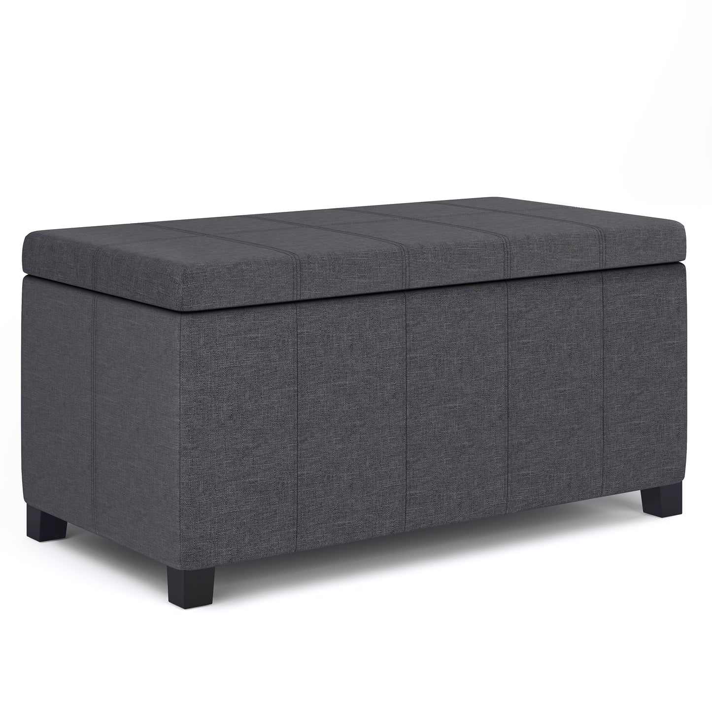 Dover 36 inch Wide Storage Ottoman Bench in Slate Grey Linen Look Fabric