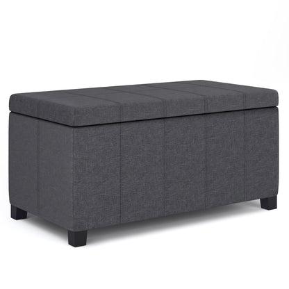 Dover 36 inch Wide Storage Ottoman Bench in Slate Grey Linen Look Fabric