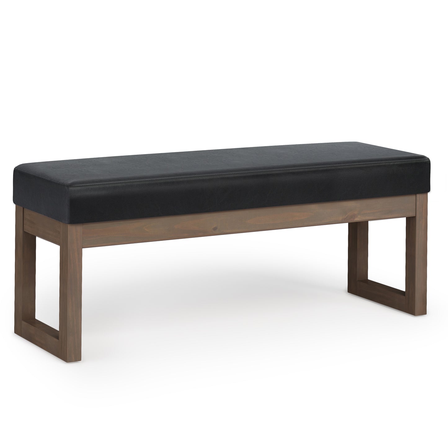 Milltown 44 inch Wide Solid Wood Large Ottoman Bench in Midnight Black