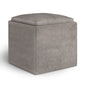 Rockwood 17 inch Wide Cube Storage Ottoman with Tray in Distressed Grey Taupe Vegan Leather