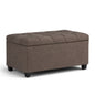 Sienna 33 inch Wide Storage Ottoman Bench in Fawn Brown Linen-Look Fabric
