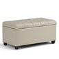 Sienna 33 inch Wide Storage Ottoman Bench in Satin Cream Vegan Leather