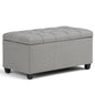 Sienna 33 inch Wide Storage Ottoman Bench in Dove Grey Linen-Look Fabric