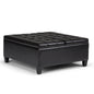 Harrison 36 inch Wide Coffee Table Storage Ottoman in Midnight Black Vegan Leather
