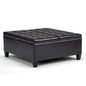 Harrison 36 inch Wide Coffee Table Storage Ottoman in Tanners Brown Vegan Leather