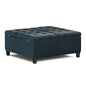 Harrison 36 inch Wide Coffee Table Storage Ottoman in Distressed Dark Blue Vegan Leather