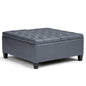 Harrison 36 inch Wide Coffee Table Storage Ottoman in Stone Grey Vegan Leather