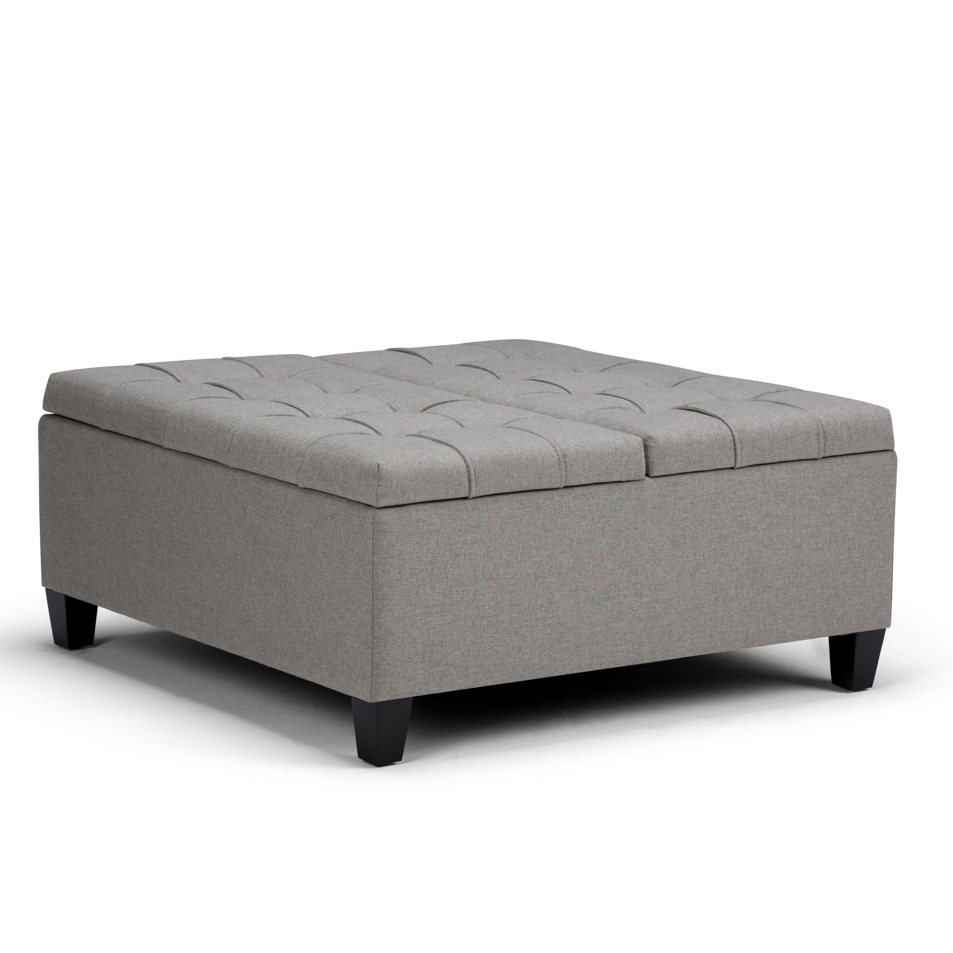 Harrison 36 inch Wide Coffee Table Storage Ottoman in Dove Grey Linen Look Fabric