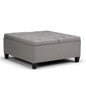 Harrison 36 inch Wide Coffee Table Storage Ottoman in Dove Grey Linen Look Fabric