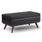 Owen 42 inch Wide Lift Top Large Coffee Table Storage Ottoman in Distressed Black Vegan Leather