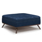 Owen 36 inch Wide Square Coffee Table Storage Ottoman in Distressed Dark Blue Vegan Leather