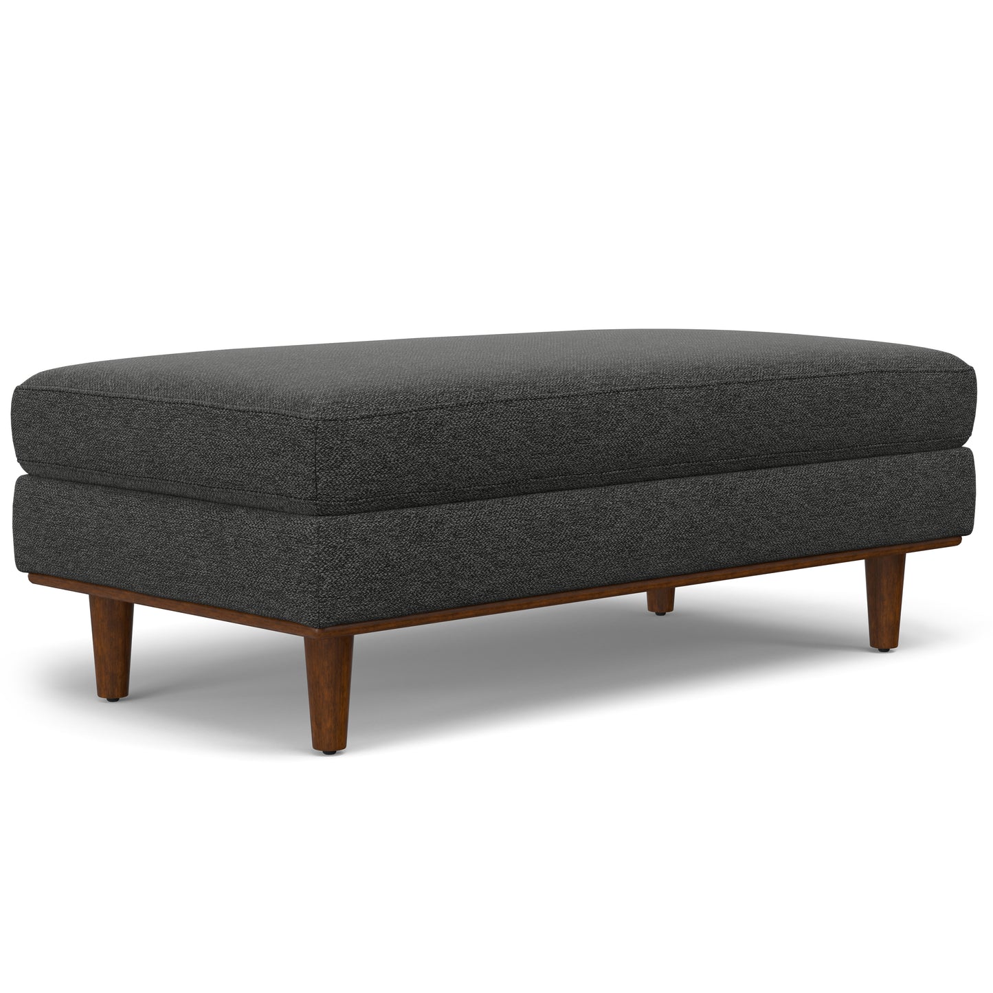 Morrison Large Rectangular Ottoman in Charcoal Grey Woven-Blend Fabric