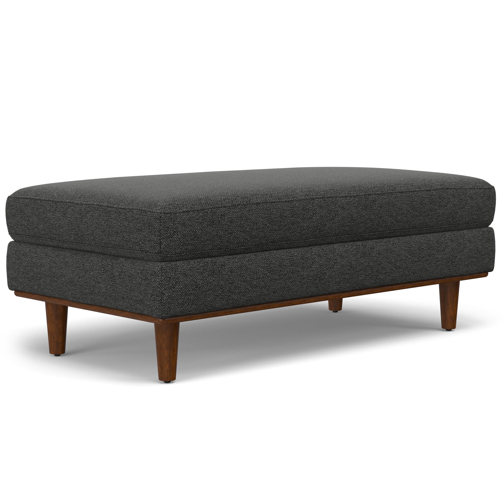 Morrison Large Rectangular Ottoman in Charcoal Grey Woven-Blend Fabric