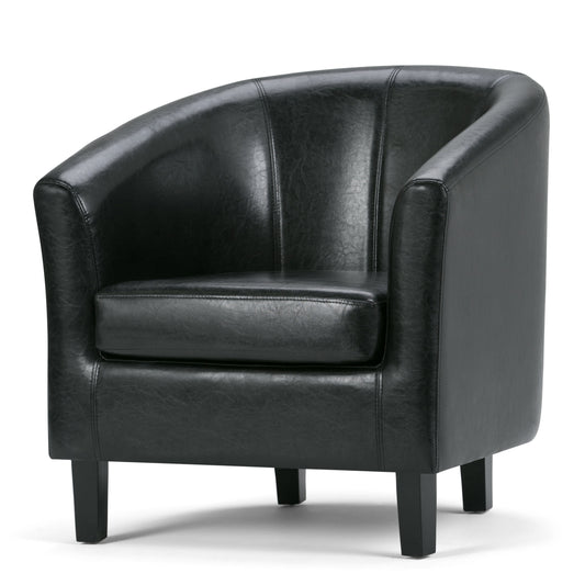 Austin 30 inch Wide Tub Chair in Black Vegan Leather
