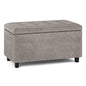 Cosmopolitan 34 inch Wide Storage Ottoman in Distressed Grey Taupe Vegan Leather