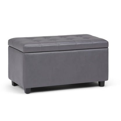 Cosmopolitan 34 inch Wide Storage Ottoman in Stone Grey Vegan Leather