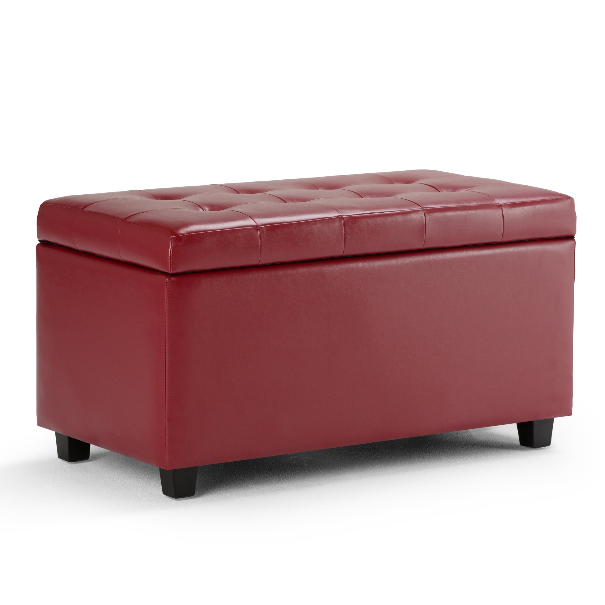 Cosmopolitan 34 inch Wide Storage Ottoman in Red Vegan Leather