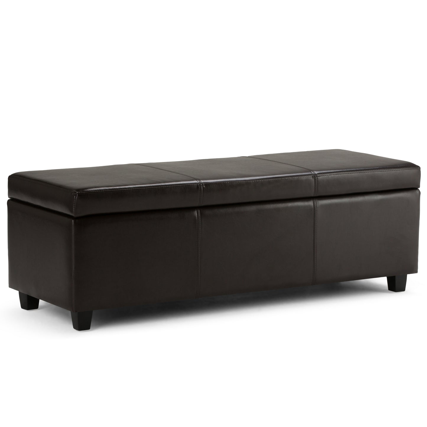 Avalon 48 inch Wide Storage Ottoman Bench in Tanners Brown Vegan Leather