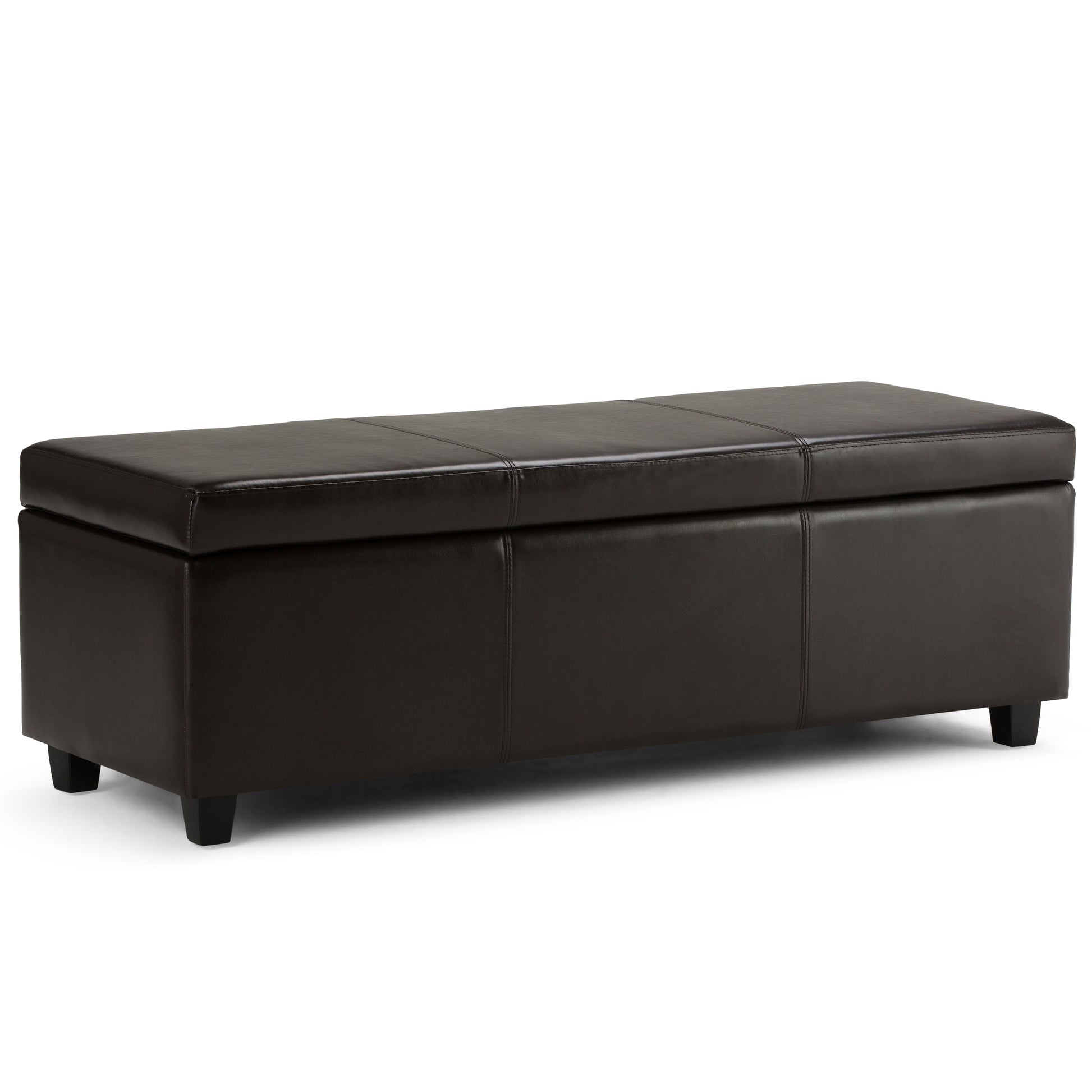 Avalon 48 inch Wide Storage Ottoman Bench in Tanners Brown Vegan Leather
