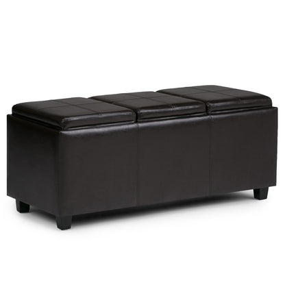 Avalon 42 inch Wide Storage Ottoman in Tanners Brown Vegan Leather