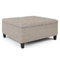 Harrison 36 inch Wide Coffee Table Storage Ottoman in Platinum Tweed Look Fabric
