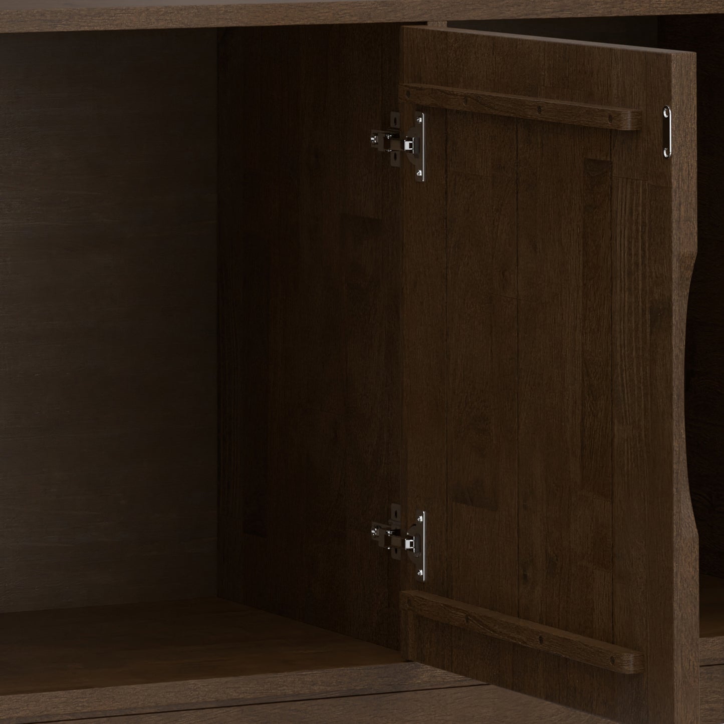 Walnut Brown 60" Sideboard Buffet with 3 Doors for Dining Room
