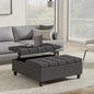 Harrison 40 inch Wide Large Square Coffee Table Storage Ottoman in Ebony Polyester Tweed