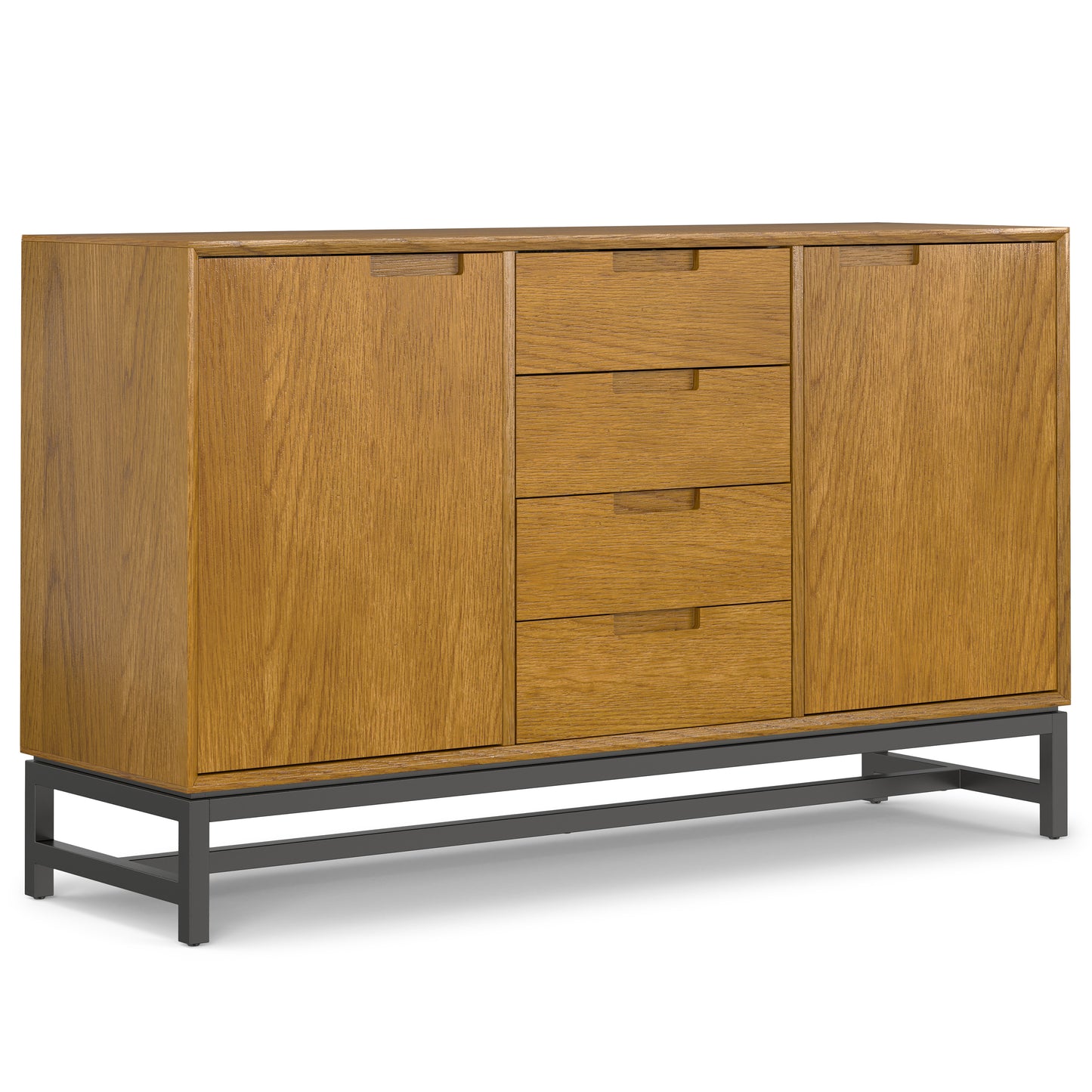 60" Oak Sideboard with Drawers - Mid Century Style