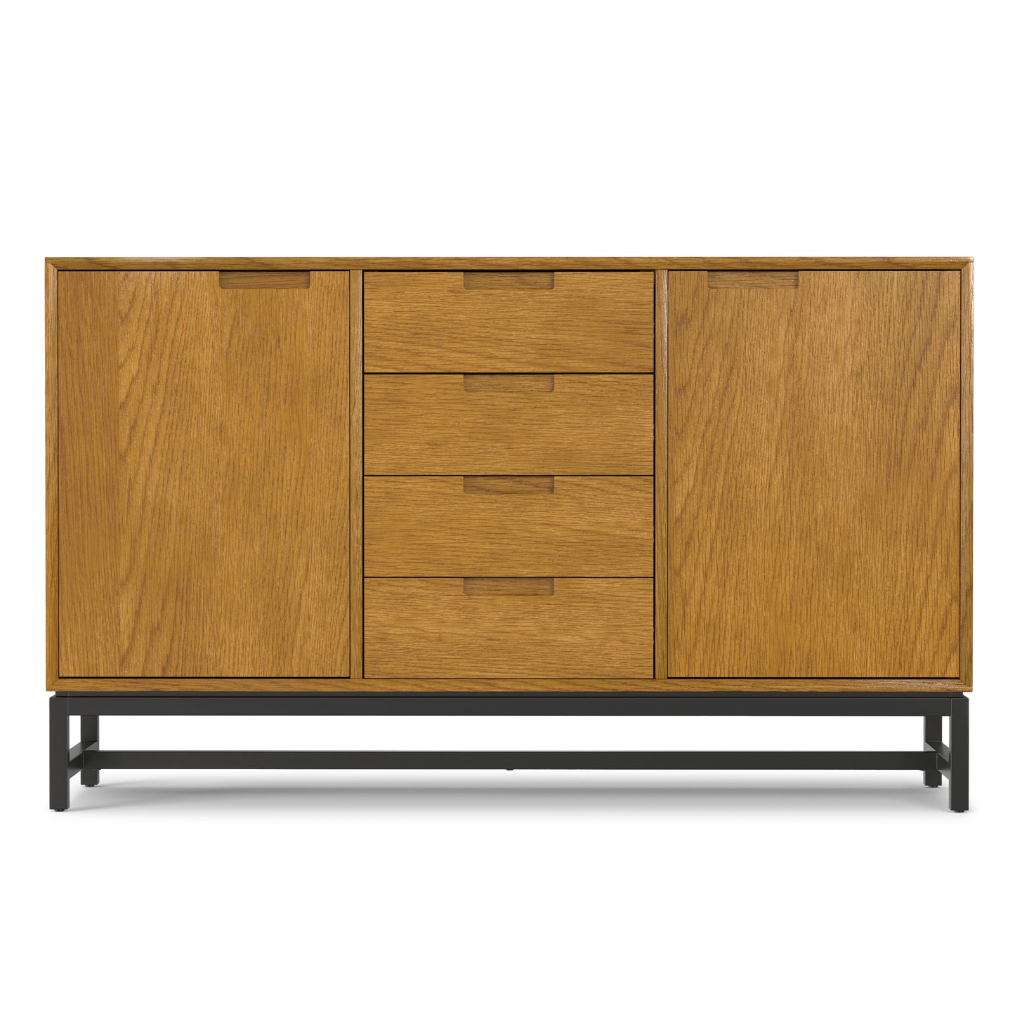 60" Oak Sideboard with Drawers - Mid Century Style