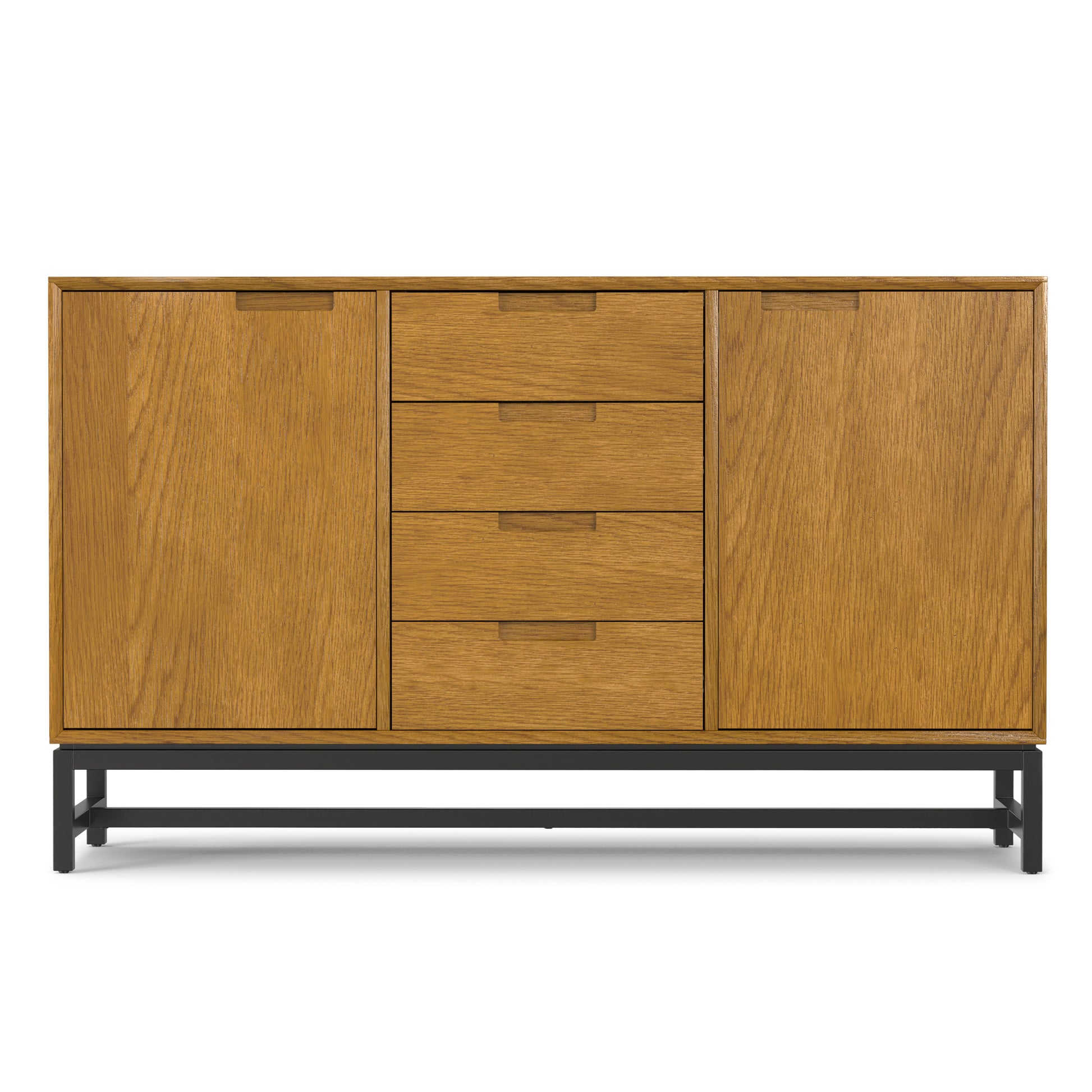 60" Oak Sideboard with Drawers - Mid Century Style