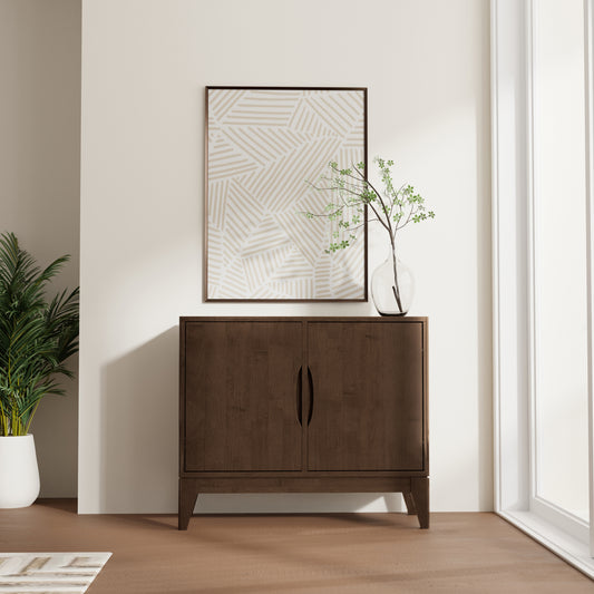 Walnut Brown Sideboard Buffet - 38" Wide Storage Cabinet for Dining Room