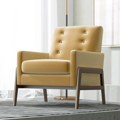 Yellow Velvet Mid-Century Lounge Chair - 29"W
