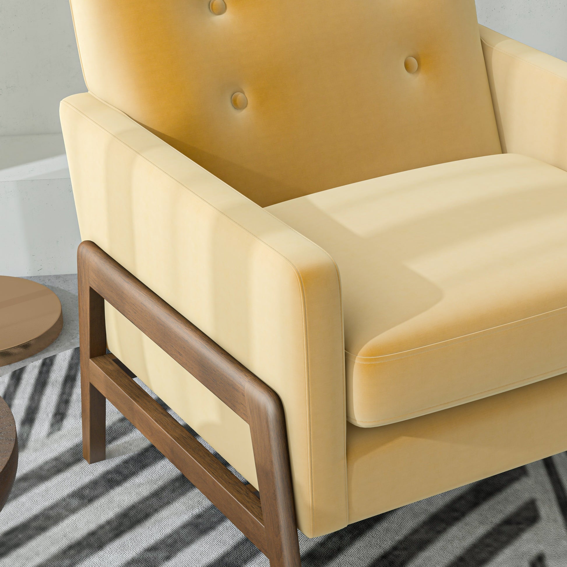 Yellow Velvet Mid-Century Lounge Chair - 29"W