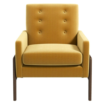 Yellow Velvet Mid-Century Lounge Chair - 29"W