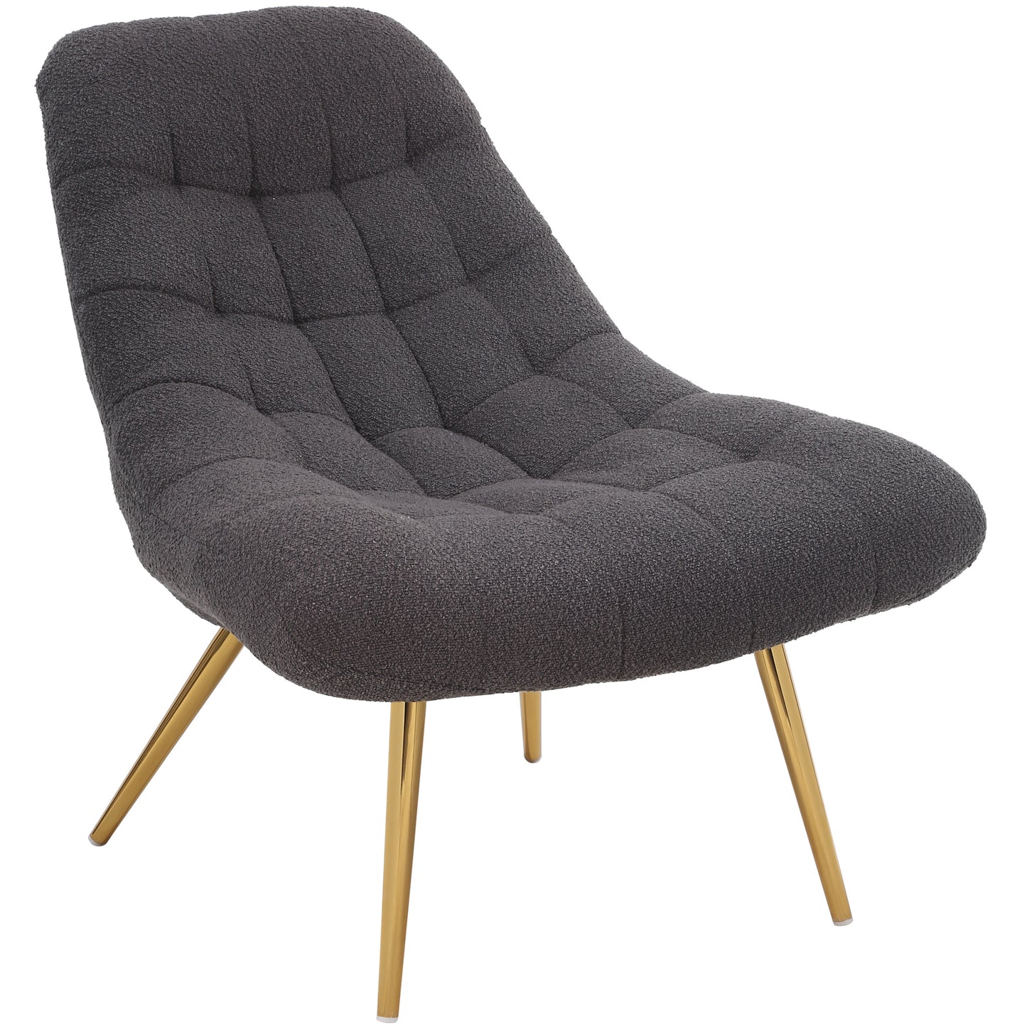 Mid-Century Boucle Lounge Chair in Grey Fabric for Accent Seating for Living Room