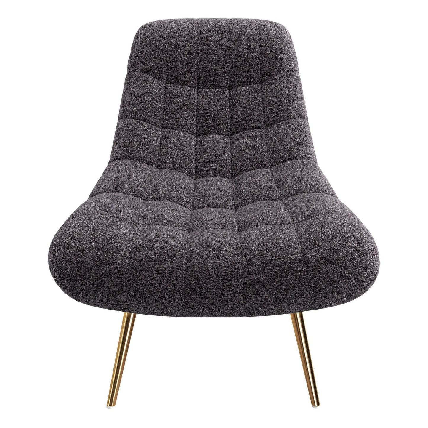 Mid-Century Boucle Lounge Chair in Grey Fabric for Accent Seating for Living Room
