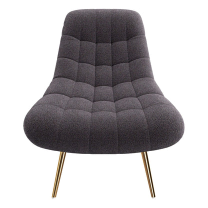 Mid-Century Boucle Lounge Chair in Grey Fabric for Accent Seating for Living Room