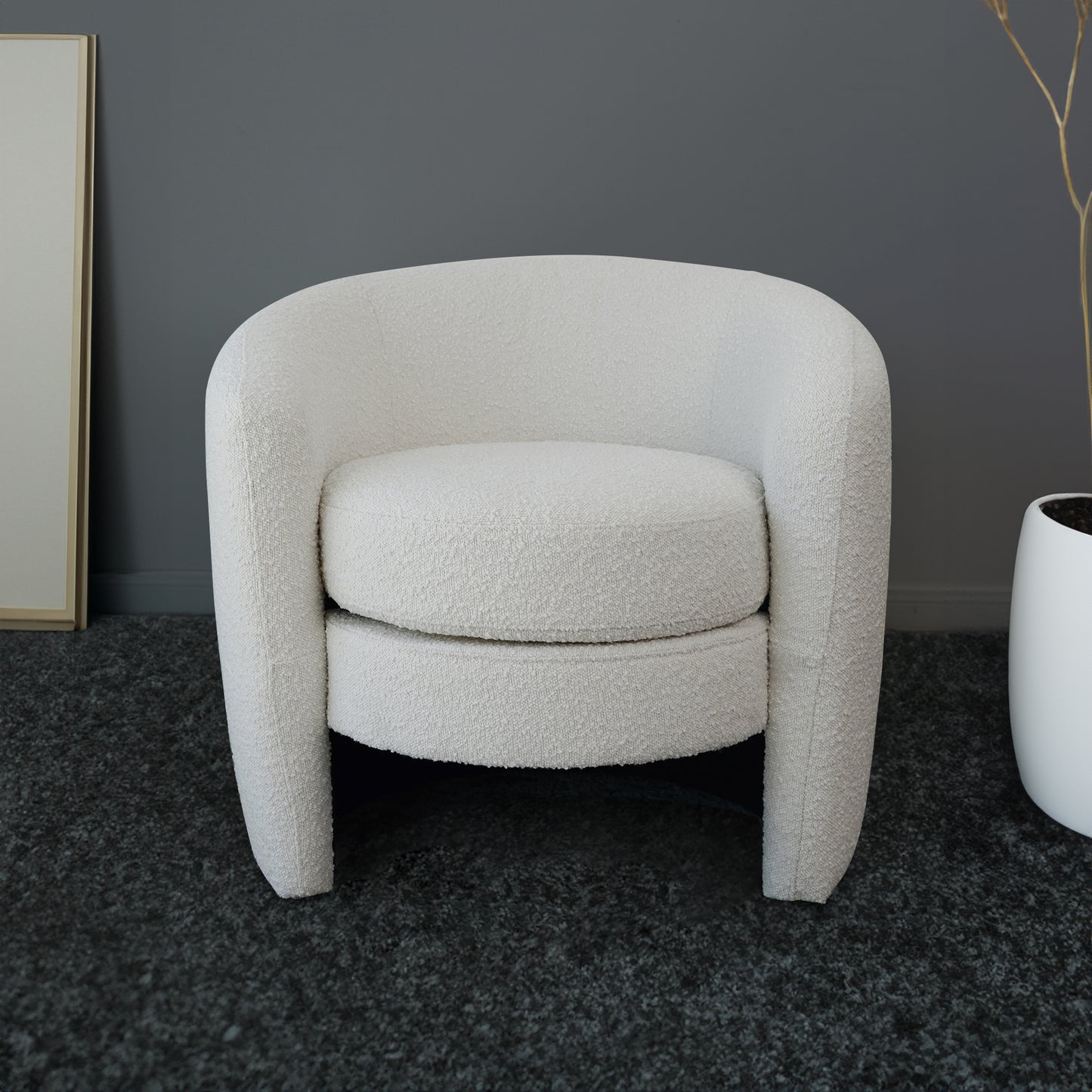 Avalon White Boucle Lounge Chair