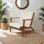Cream Linen Lounge Chair - 29.9" Solid Wood Frame