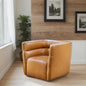 Tan Leather Swivel Rocking Chairs - Two Seat Set